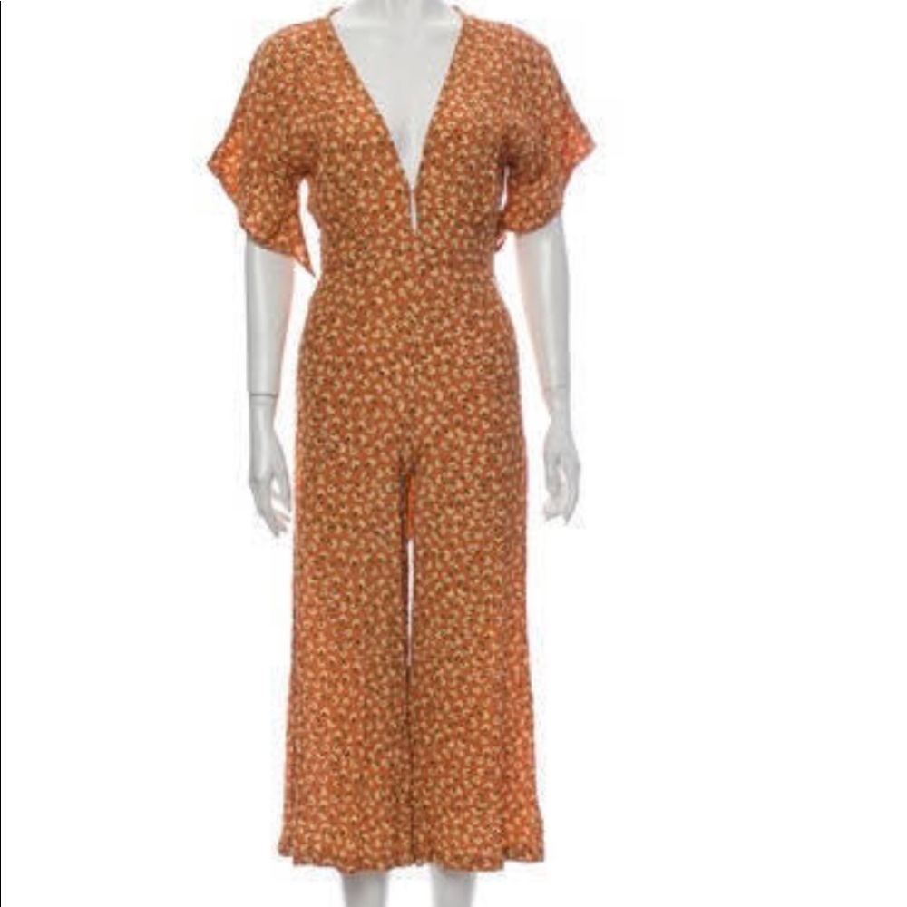 Faithful the brand orange jumpsuit with floral